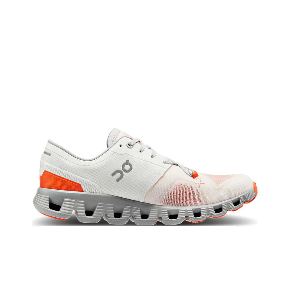 Women's On Cloud X 3 Running Shoes White and Gray