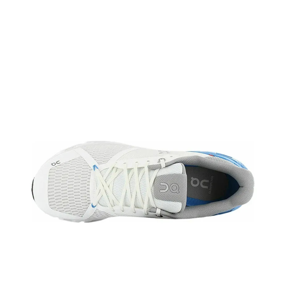 Men's On Cloudflyer White and Blue Running Shoes