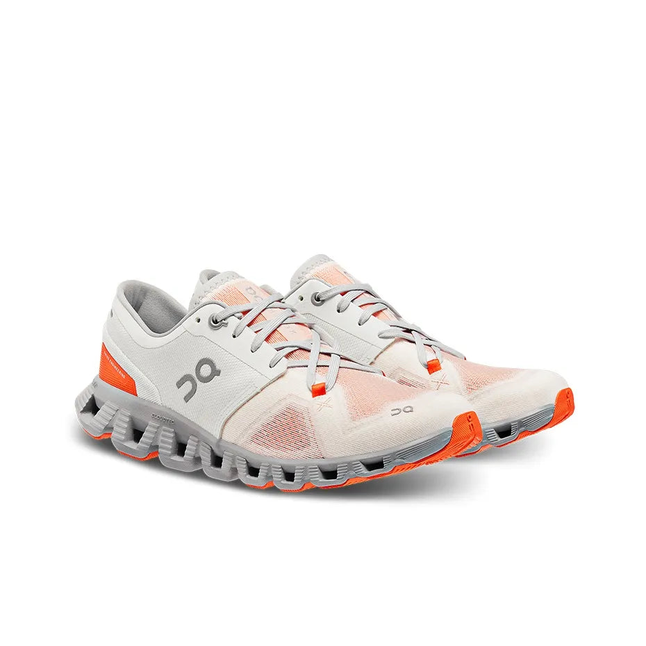 Women's On Cloud X 3 Running Shoes White and Gray